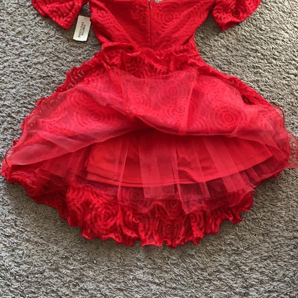 NWT Forever 21 Off The Shoulder Red Lace Dress - Picture 5 of 6